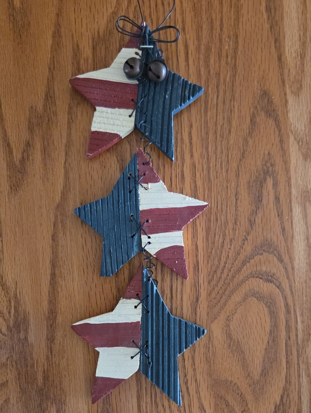 Patriotic Star Hanging Ornament Trio - Red, White & Blue